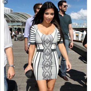 Kim k style snug black and white dress, never worn